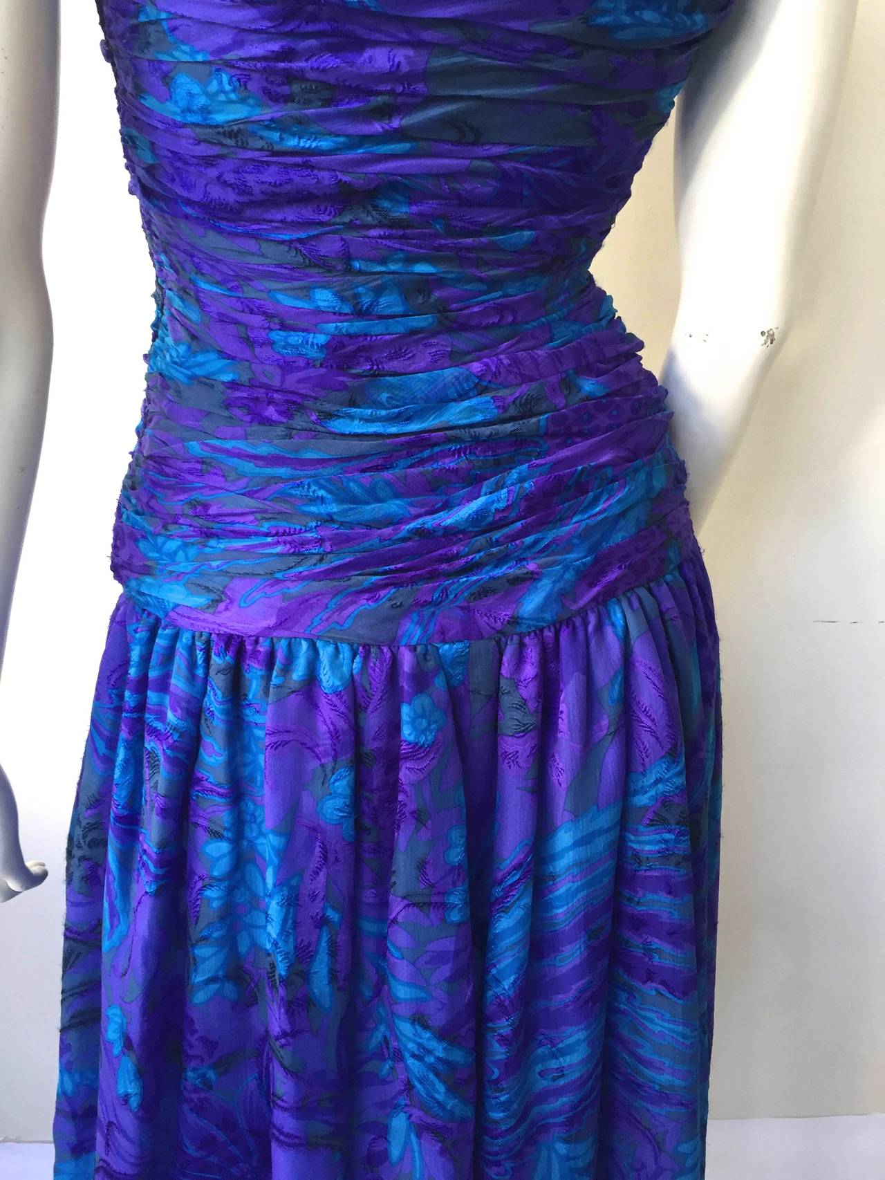 Carolyne Roehm 80s floral silk strapless gown size 4. 2
