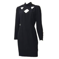 SALE Guy Laroche 80s cutout black wool dress size 6/8.