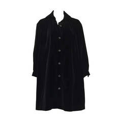 Saint Laurent Rive Gauche 70s black velvet coat.