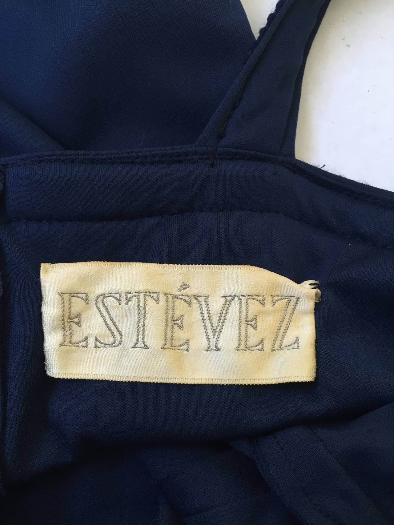 Estevez 70s Navy Evening Gown Size 10 / 12. For Sale 1