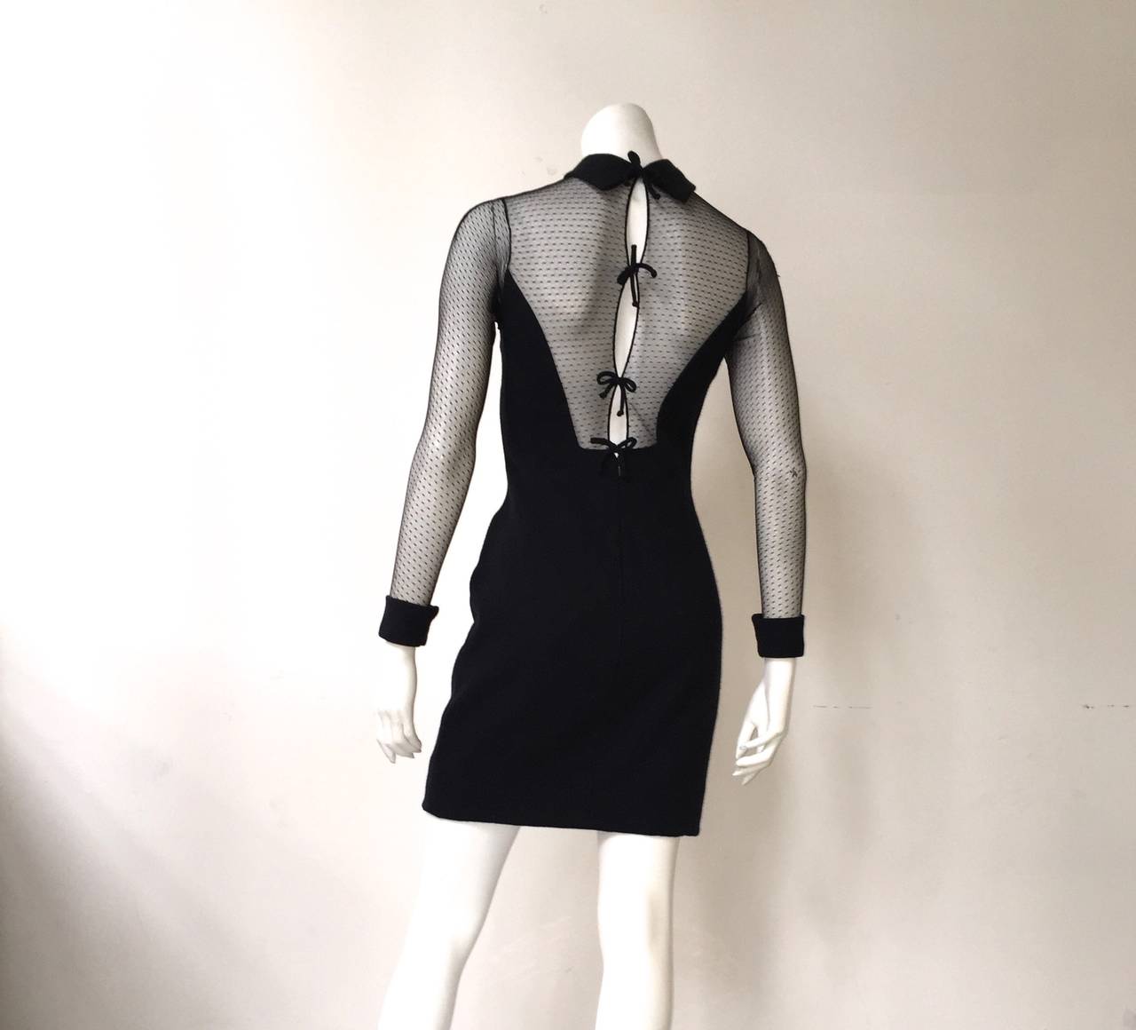 Scaasi Boutique 80s black cocktail dress size 4. For Sale 1