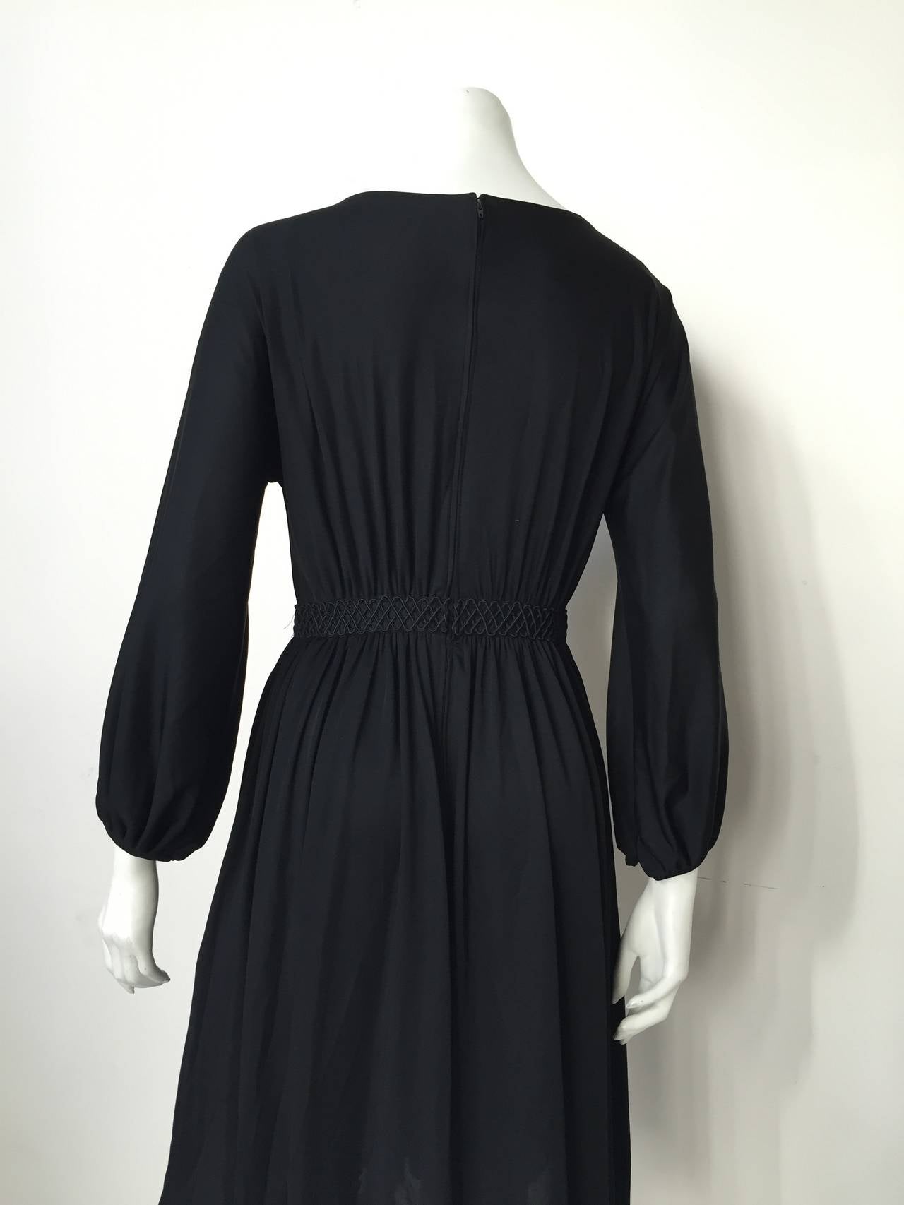 Donald Brooks 70s Black Dress with Pockets Size 6. For Sale 2
