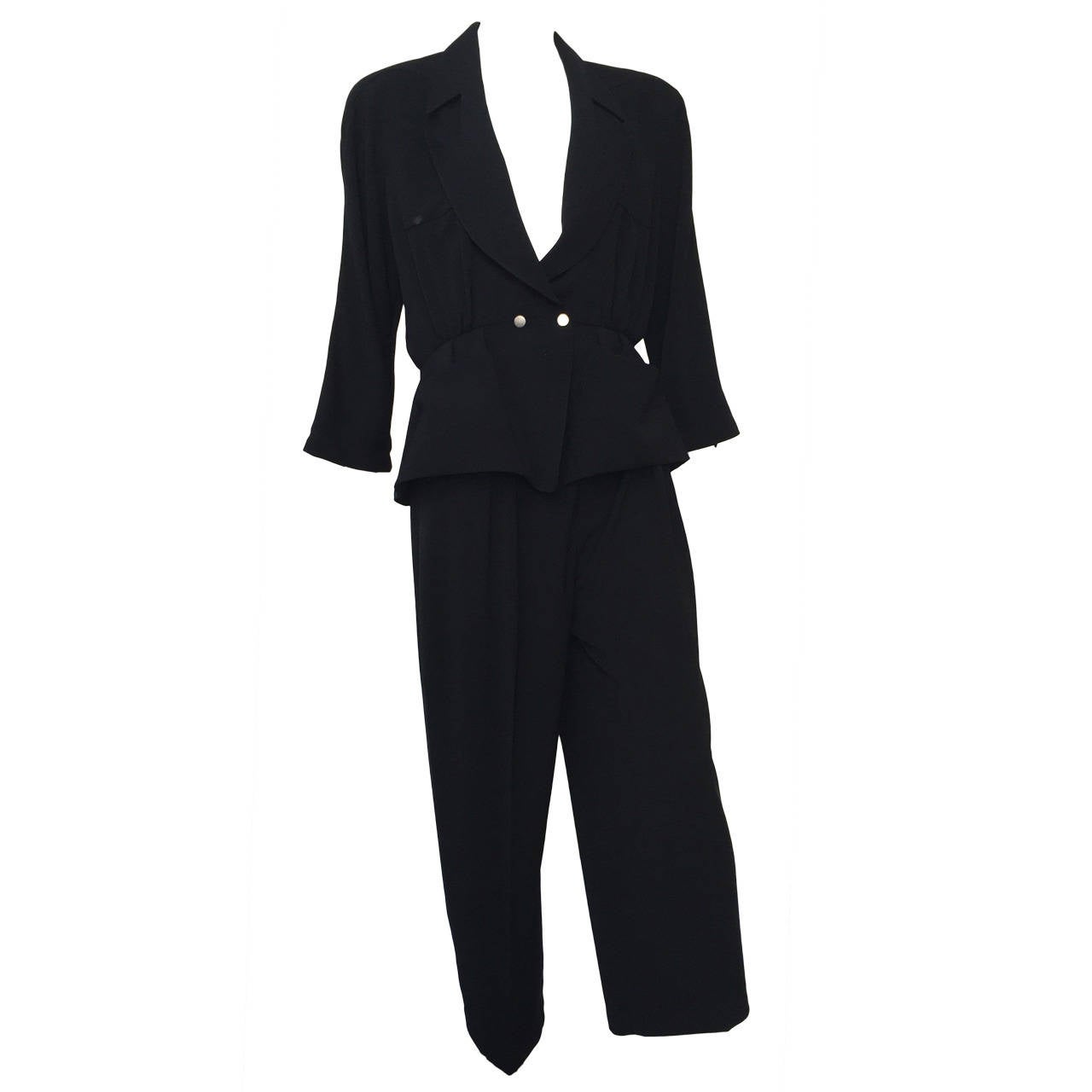Thierry Mugler Black Pant Suit Size 8/10. For Sale