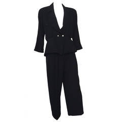 Retro Thierry Mugler Black Pant Suit Size 8/10.