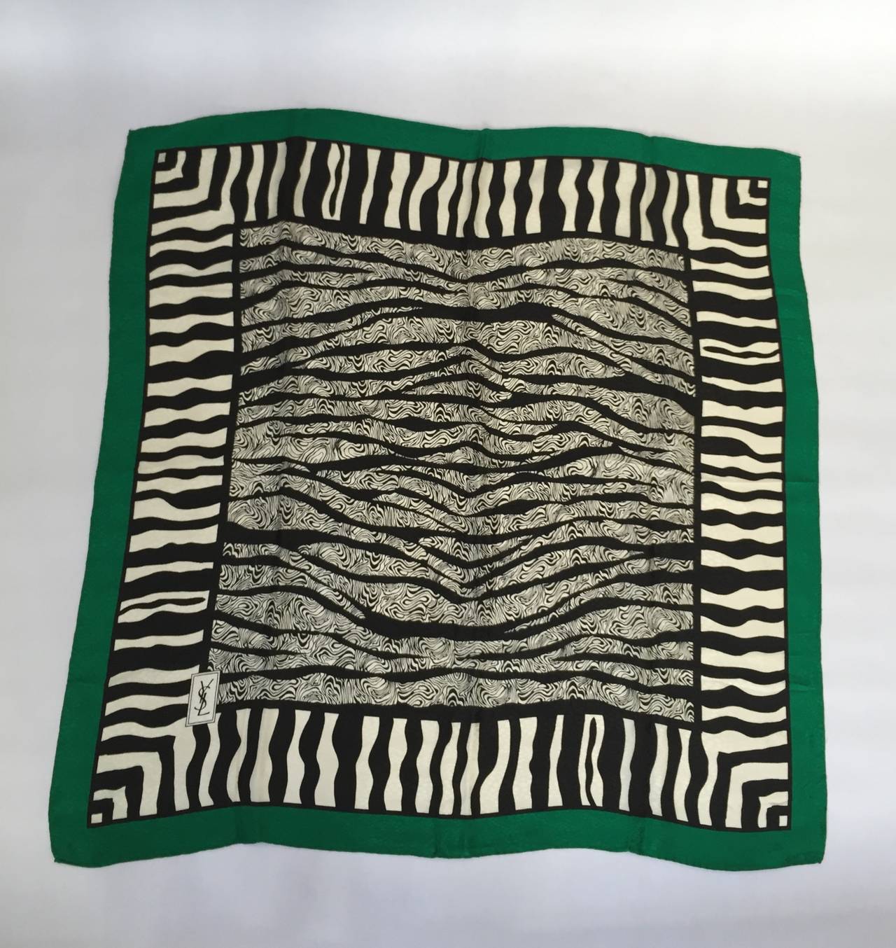Yves Saint Laurent 80s zebra print silk scarf. 4