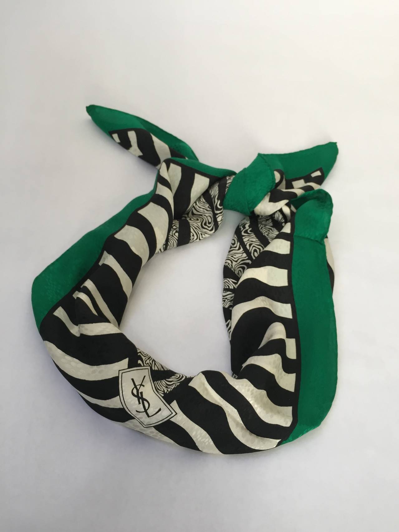Yves Saint Laurent 80s zebra print silk scarf. 2