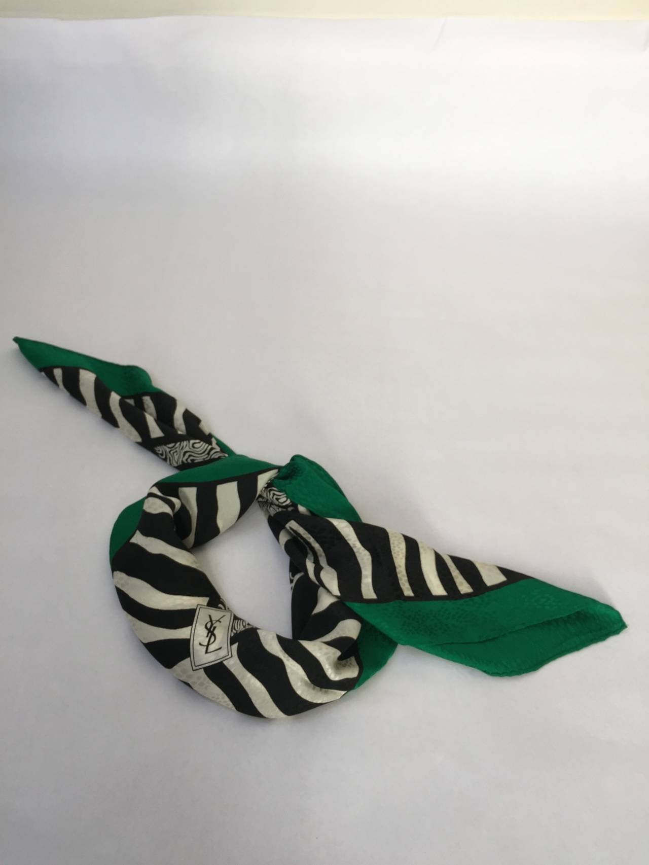 Yves Saint Laurent 80s zebra print silk scarf. 3