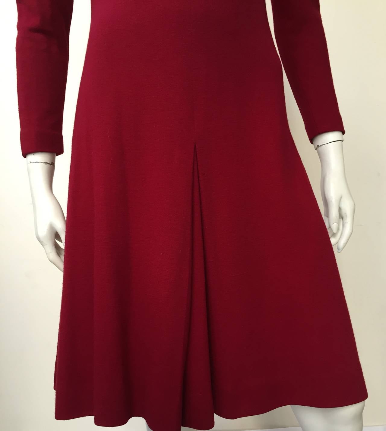 Red Anne Fogarty 1960s Wool Dress Size 6.