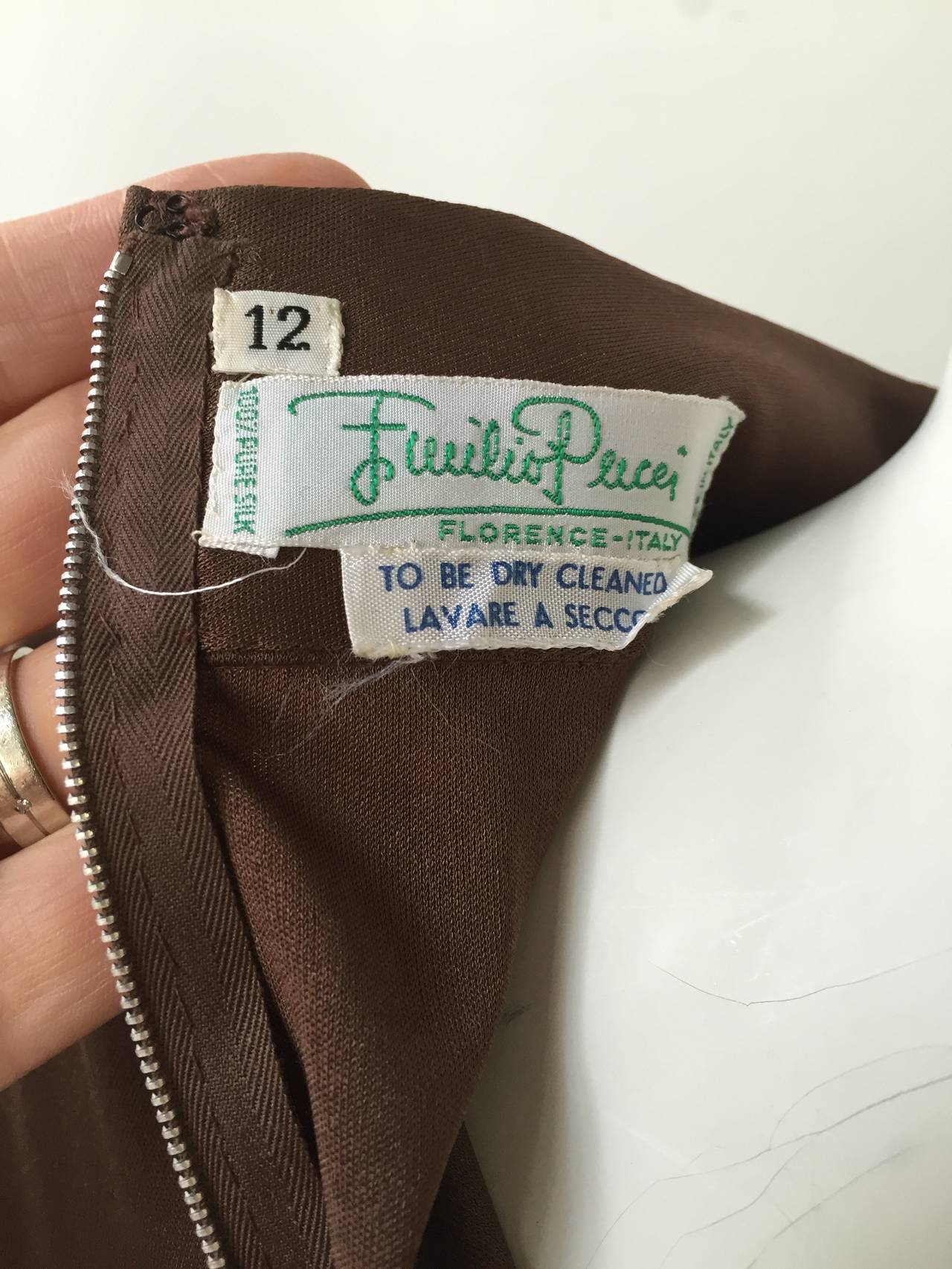 Emilio Pucci 1970s Silk Brown Blouse Size 6. For Sale 2