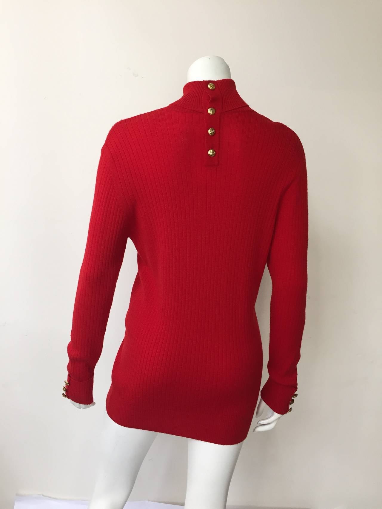 Chanel 80s Red Wool Knit Sweater Size 6. 2