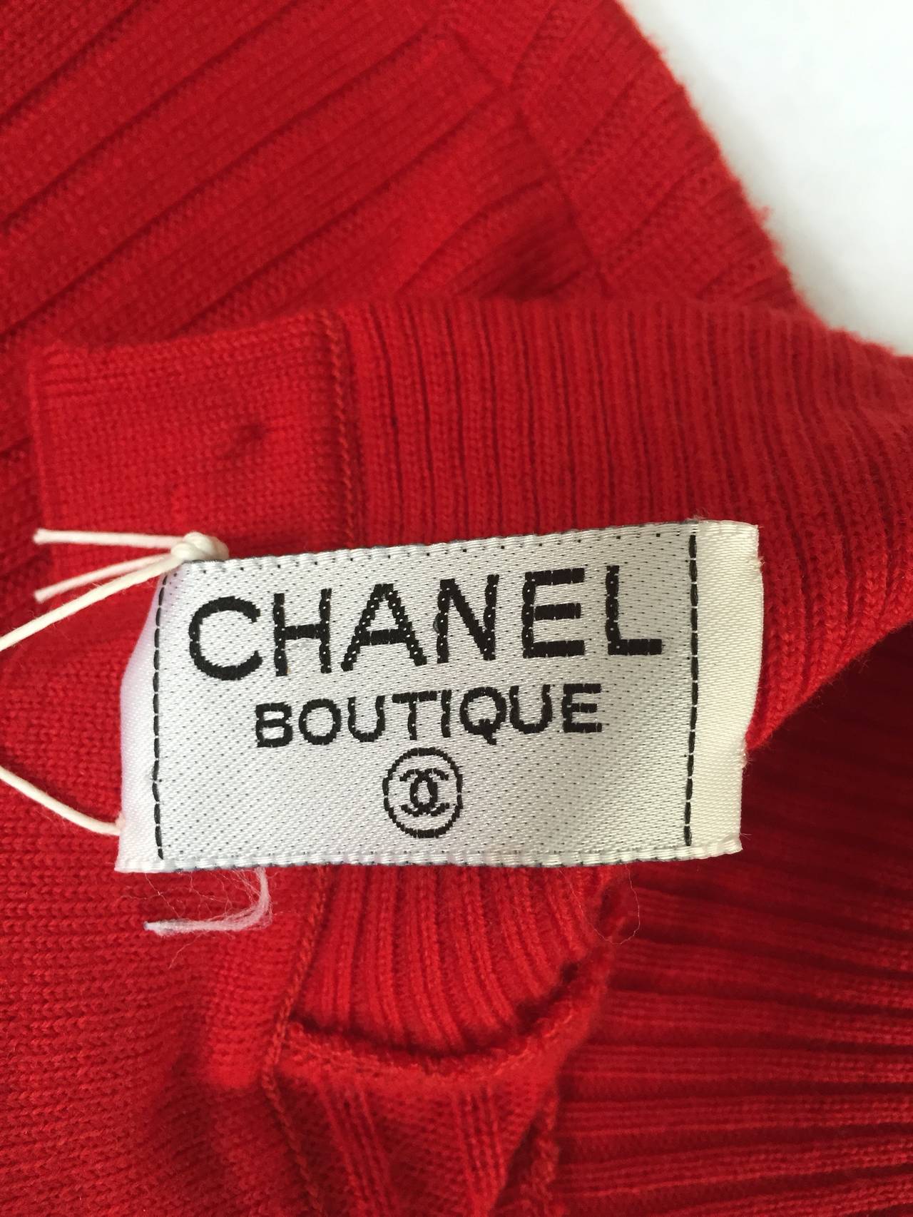 Chanel 80s Red Wool Knit Sweater Size 6. 5