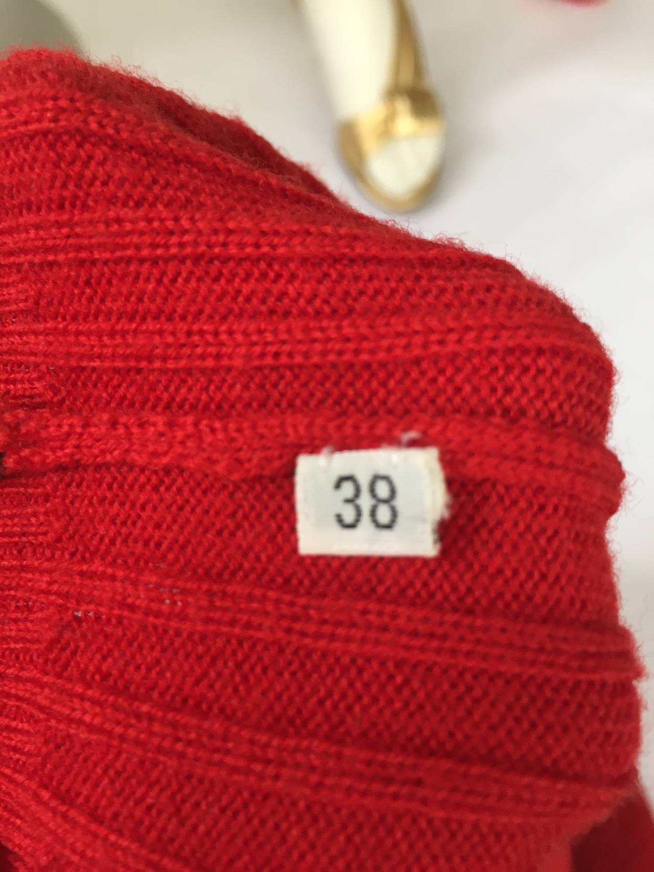 Chanel 80s Red Wool Knit Sweater Size 6. 4