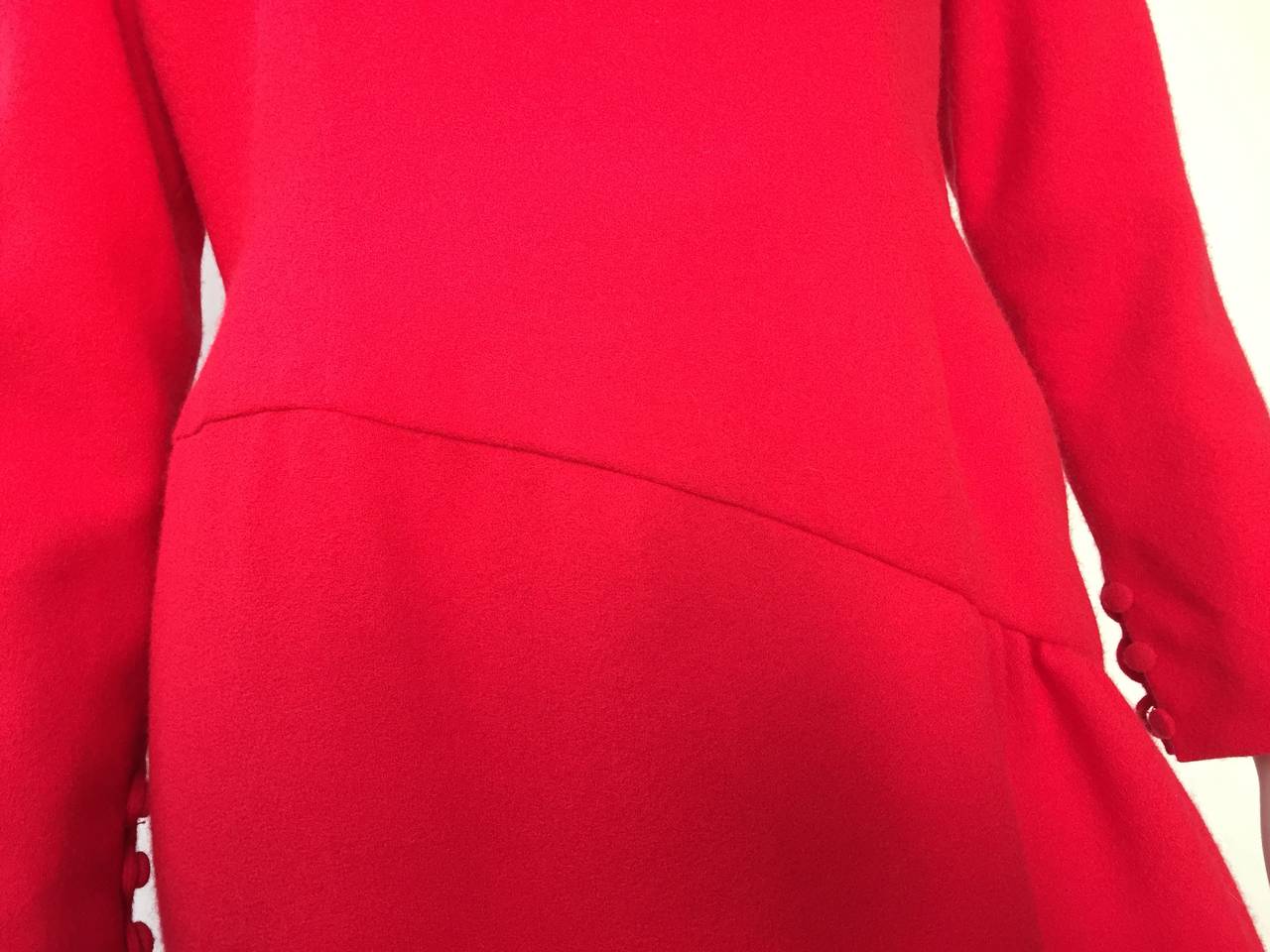 Bill Blass 1970s Red Wool Dress Size 10 / 12. For Sale 1