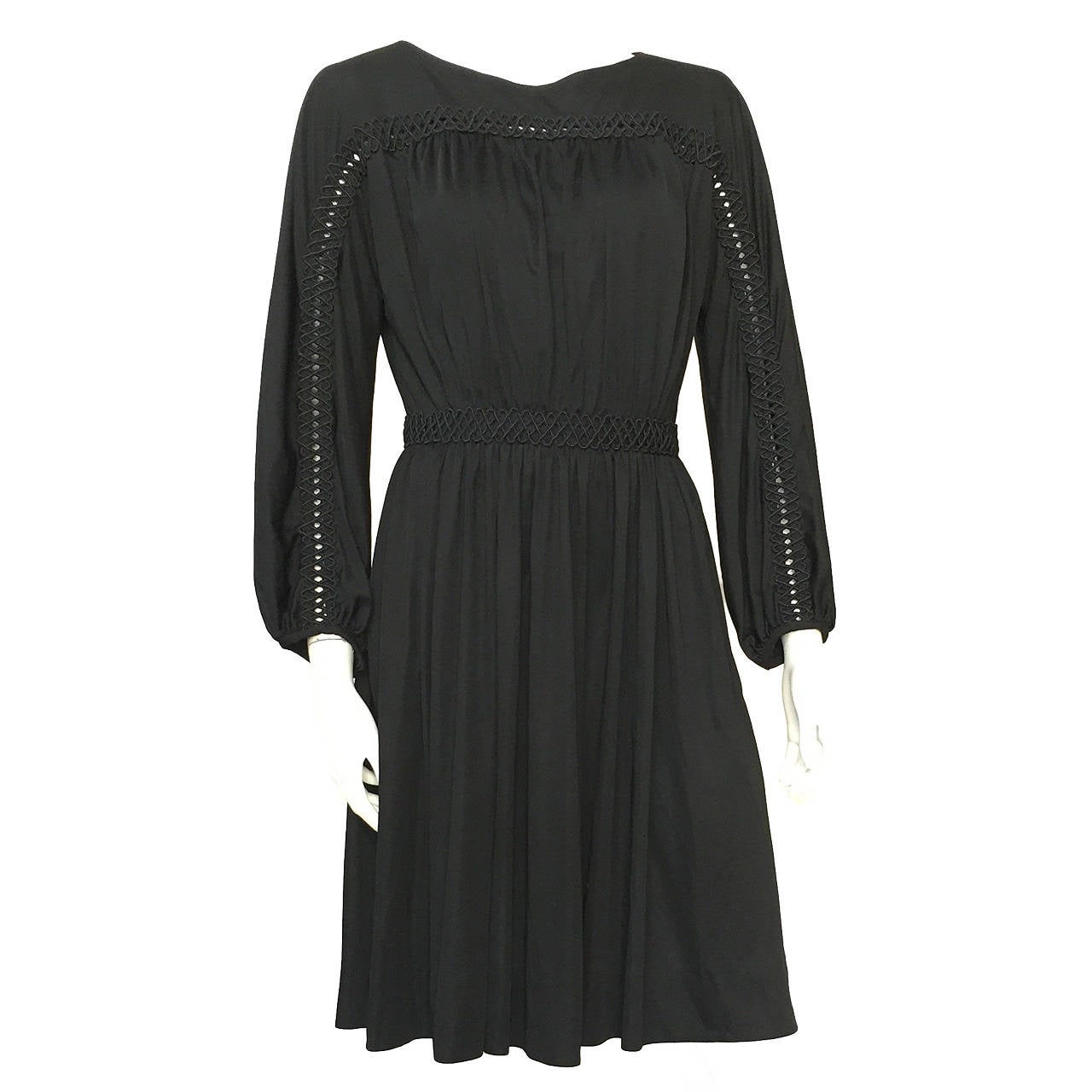 Donald Brooks 70s black dress with pockets size 6. For Sale at 1stdibs