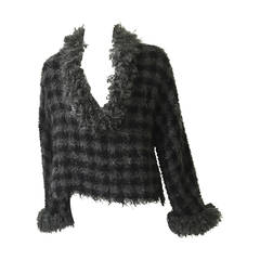Geoffrey Beene 90s mohair with leather trim top size large.