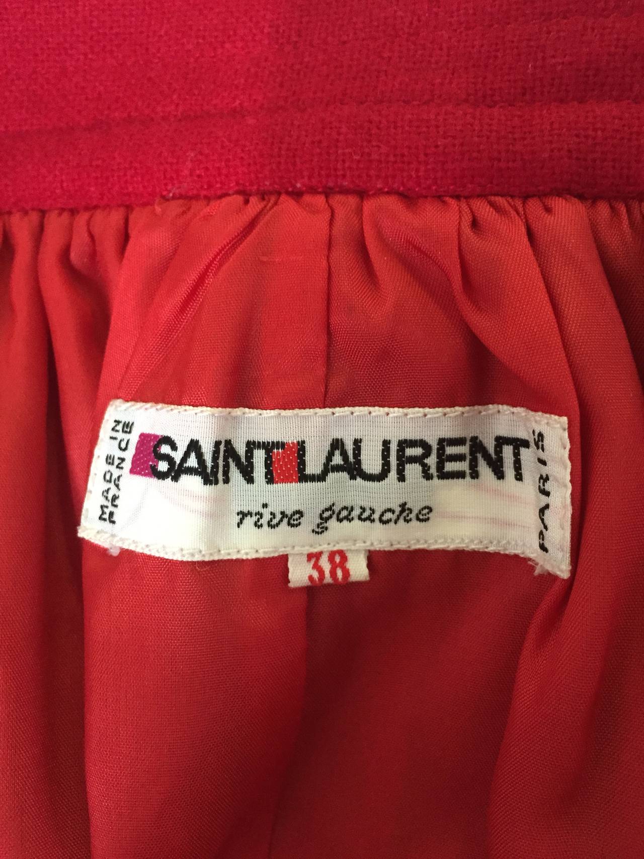 Saint Laurent Rive Gauche 70s red skirt size 4. For Sale 3