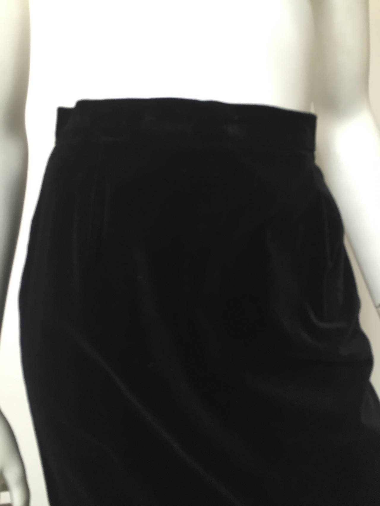 Caroline Charles London for Neiman Marcus 1980s Long Black Velvet Skirt Size 4. 1