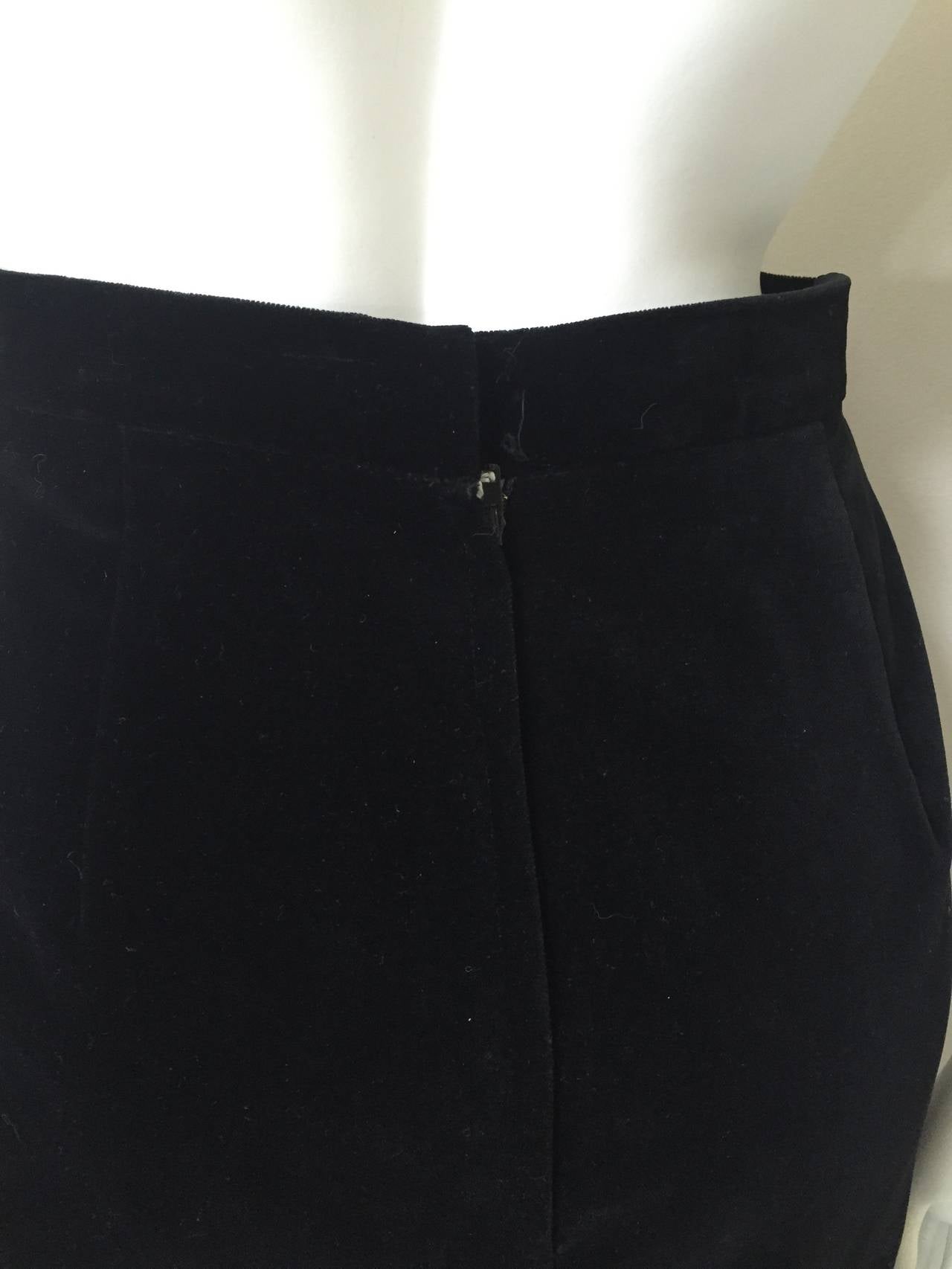 Caroline Charles London for Neiman Marcus 1980s Long Black Velvet Skirt Size 4. 2