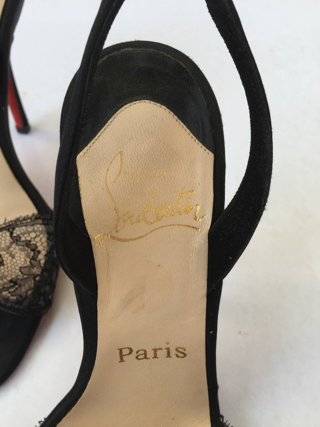 Christian Louboutin black heels with lace trim size 5.5. For Sale 2