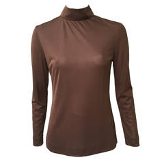 Emilio Pucci 70s Silk Brown Blouse Size 6. 8
