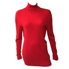 Chanel 80s Red Wool Knit Sweater Size 6.