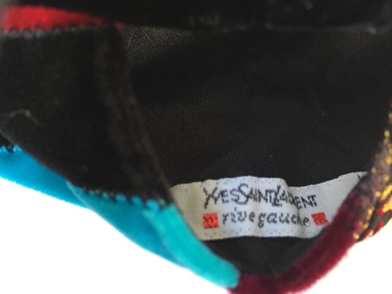 Yves Saint Laurent 90s striped velvet & brocade beret. 3