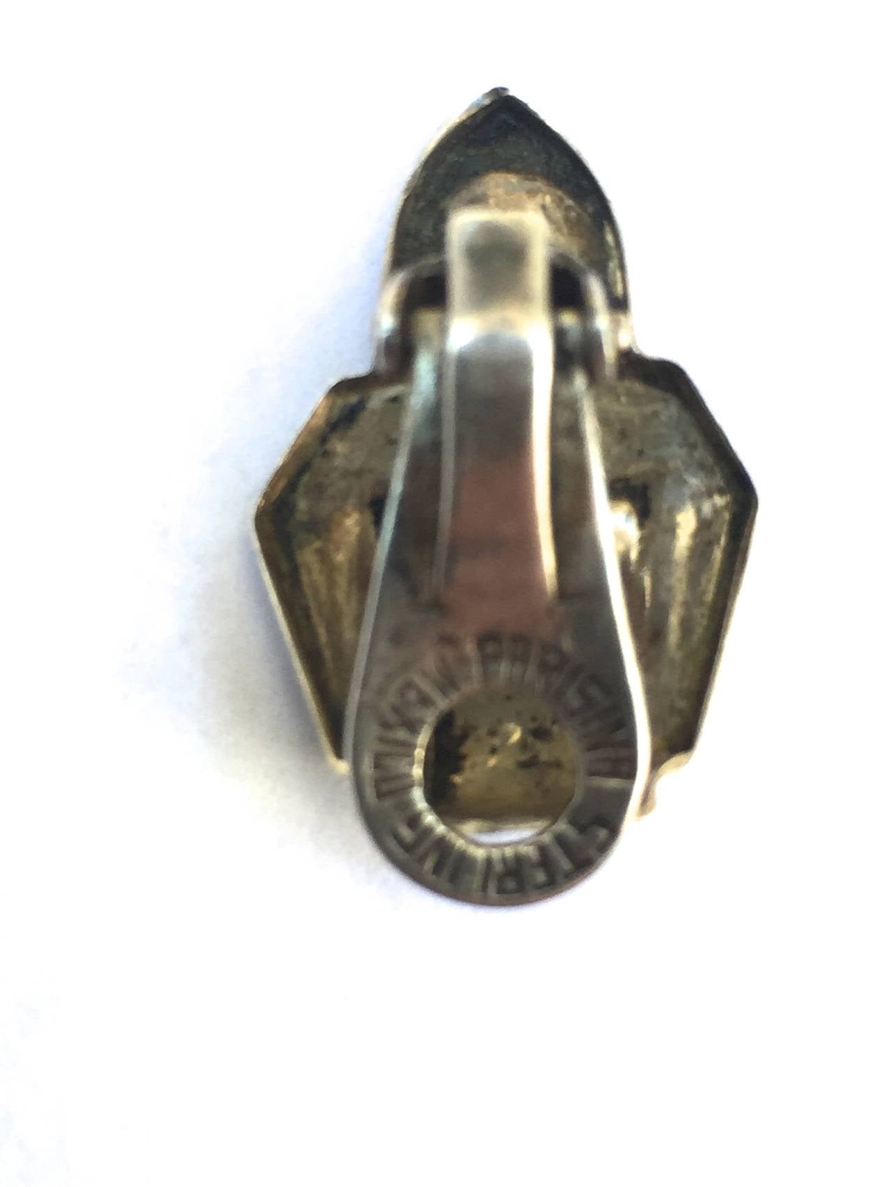 Women's Marcel Boucher Parisina Mexico Sterling Silver Buckle Clip Earring 1940s For Sale