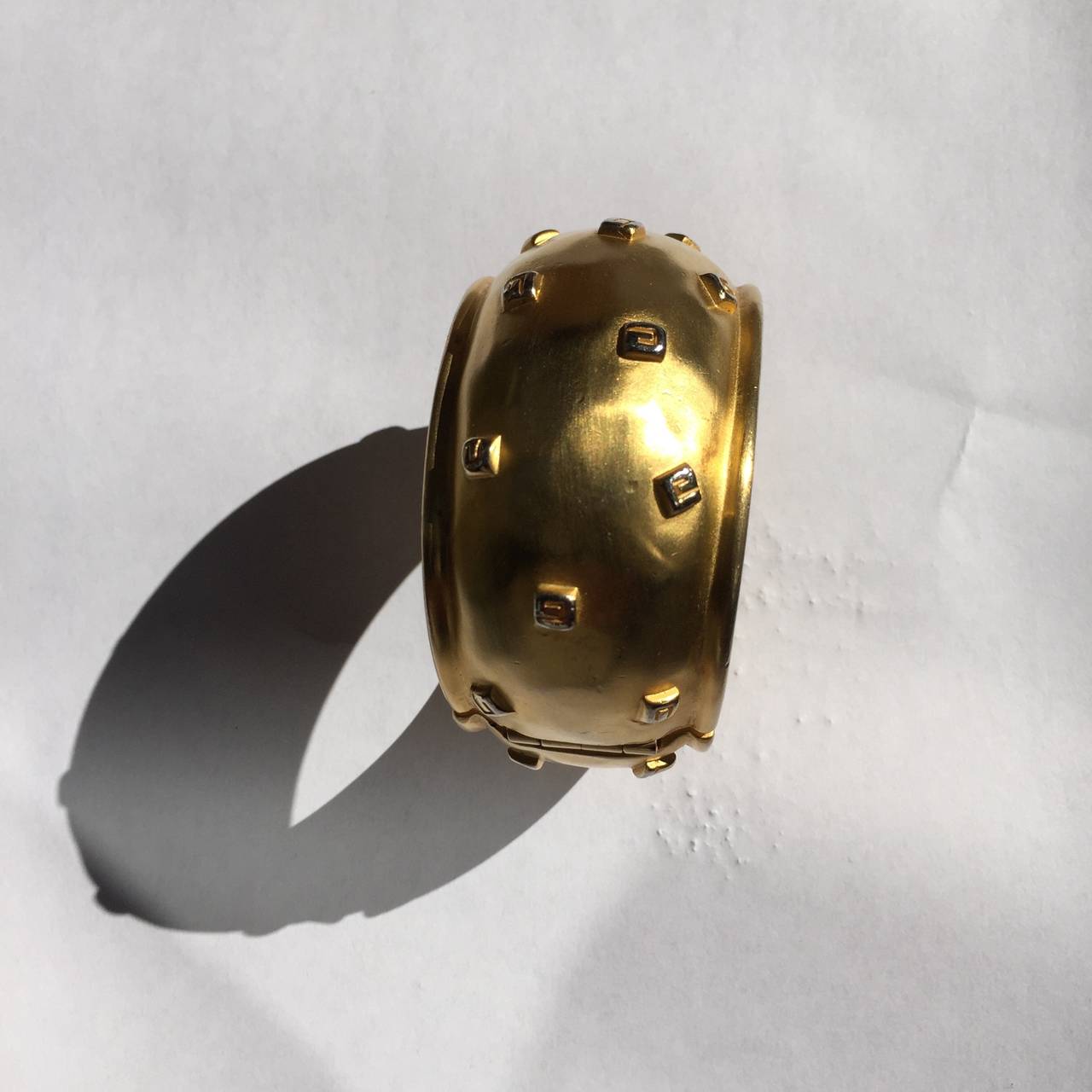 Givenchy 1980s Logo Gold Cuff Bracelet. For Sale 4