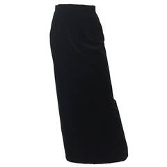 Caroline Charles London for Neiman Marcus 1980s Long Black Velvet Skirt Size 4.