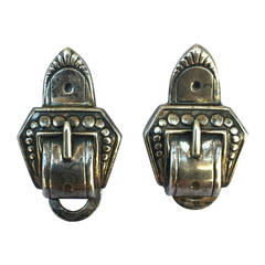 Marcel Boucher Parisina Mexico Sterling Silver Buckle Clip Earring 1940s