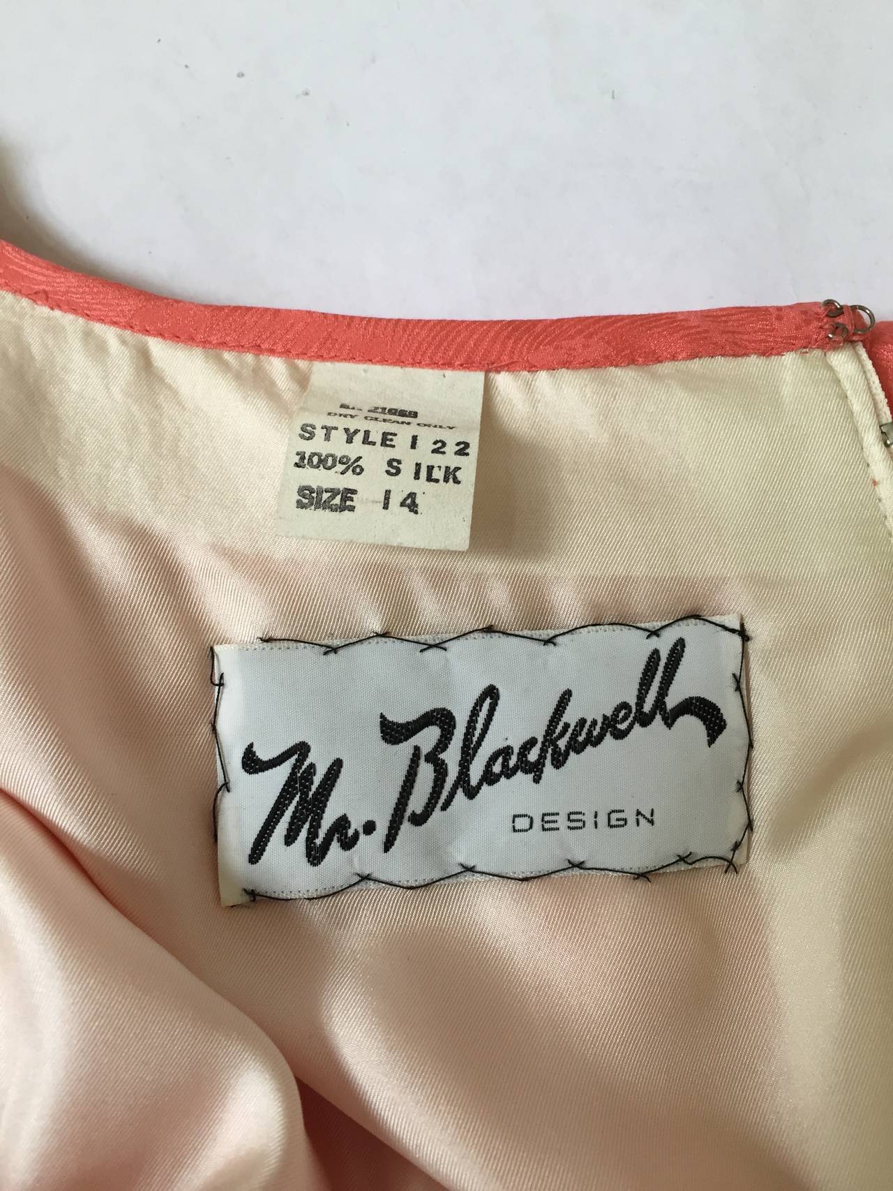 Mr. Blackwell 1950s Silk Dress Dolman Sleeves Size 8. For Sale 4