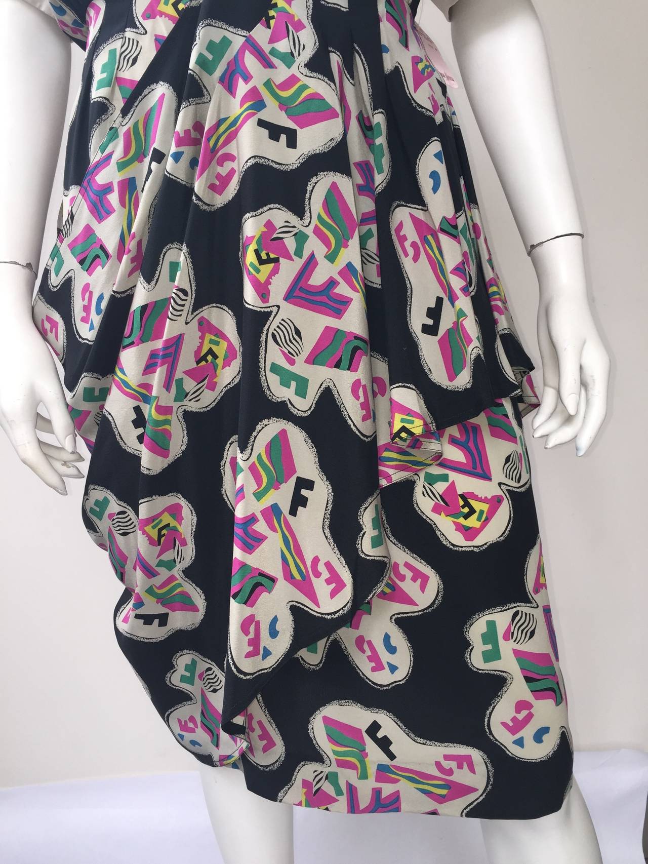 Fendi by Karl Lagerfeld for Neiman Marcus 80s silk dress size 6. For Sale 1