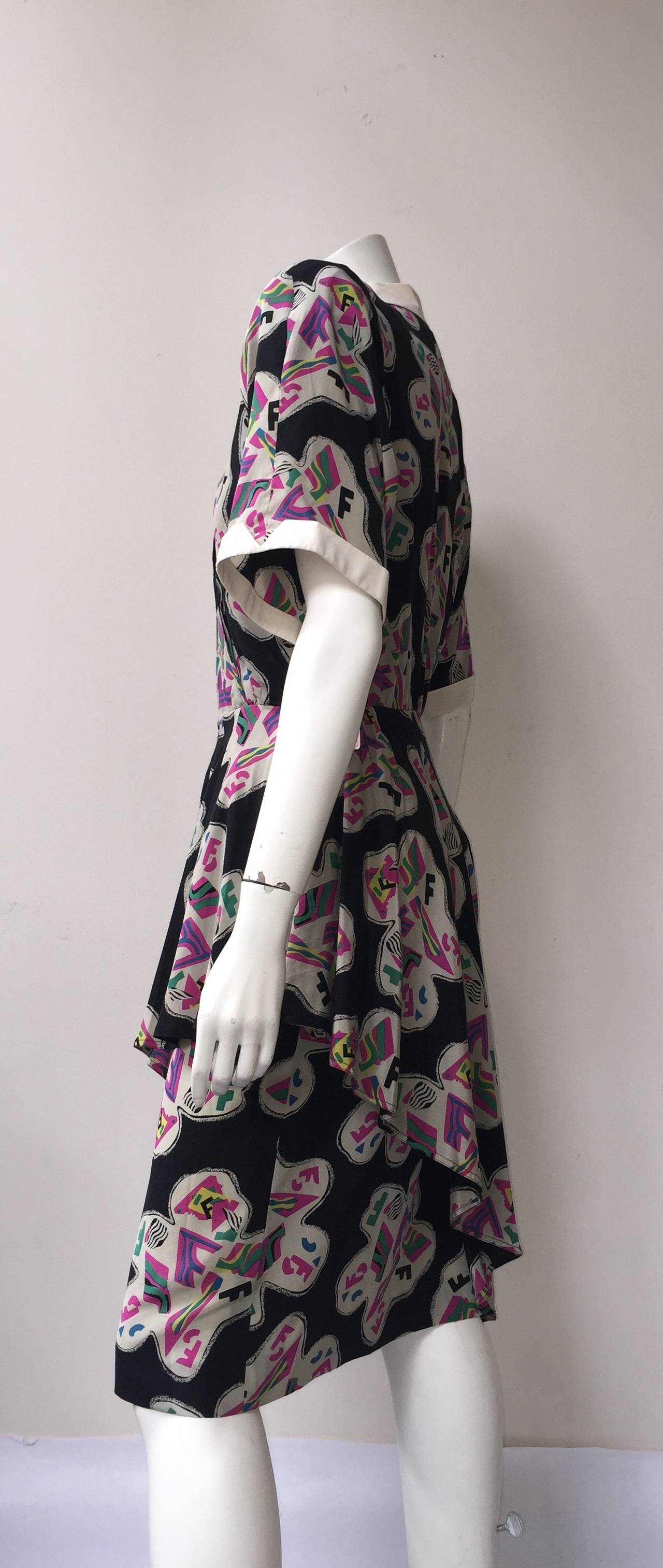 Fendi by Karl Lagerfeld for Neiman Marcus 80s silk dress size 6. For Sale 3
