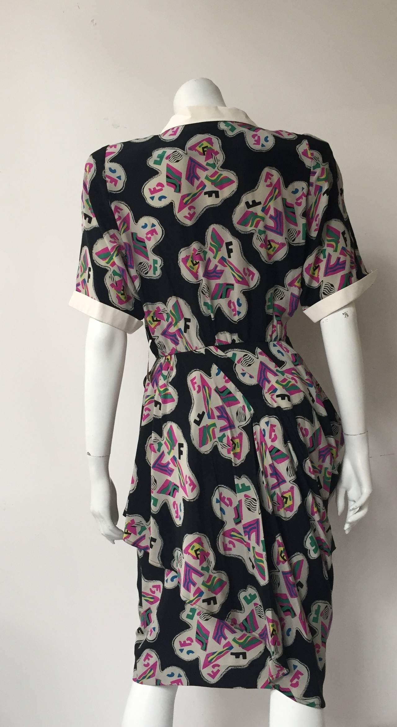 Fendi by Karl Lagerfeld for Neiman Marcus 80s silk dress size 6. For Sale 4
