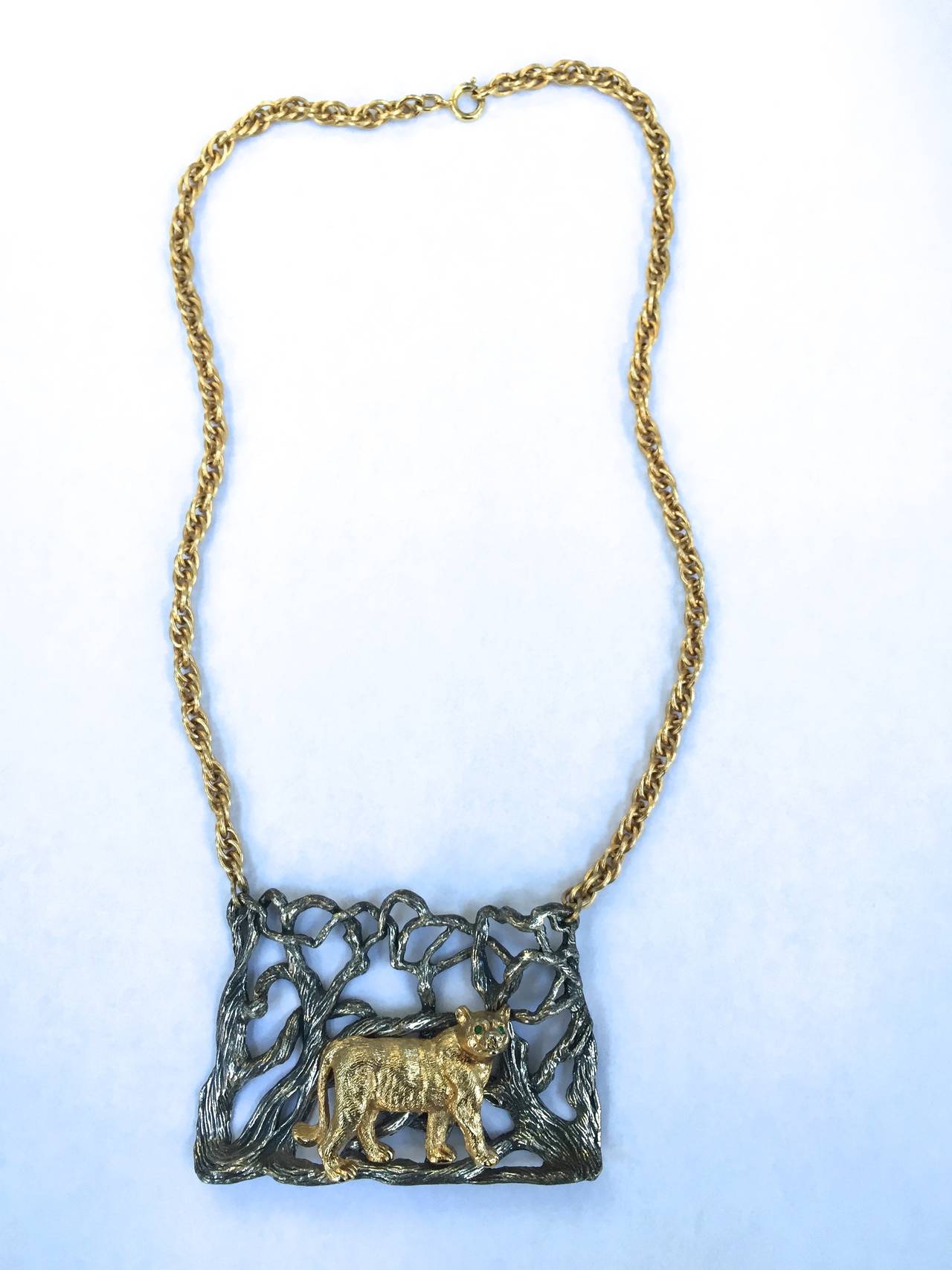 Napier by Eugene Bertolli 1972 'Endangered Species Series' cat necklace. 2