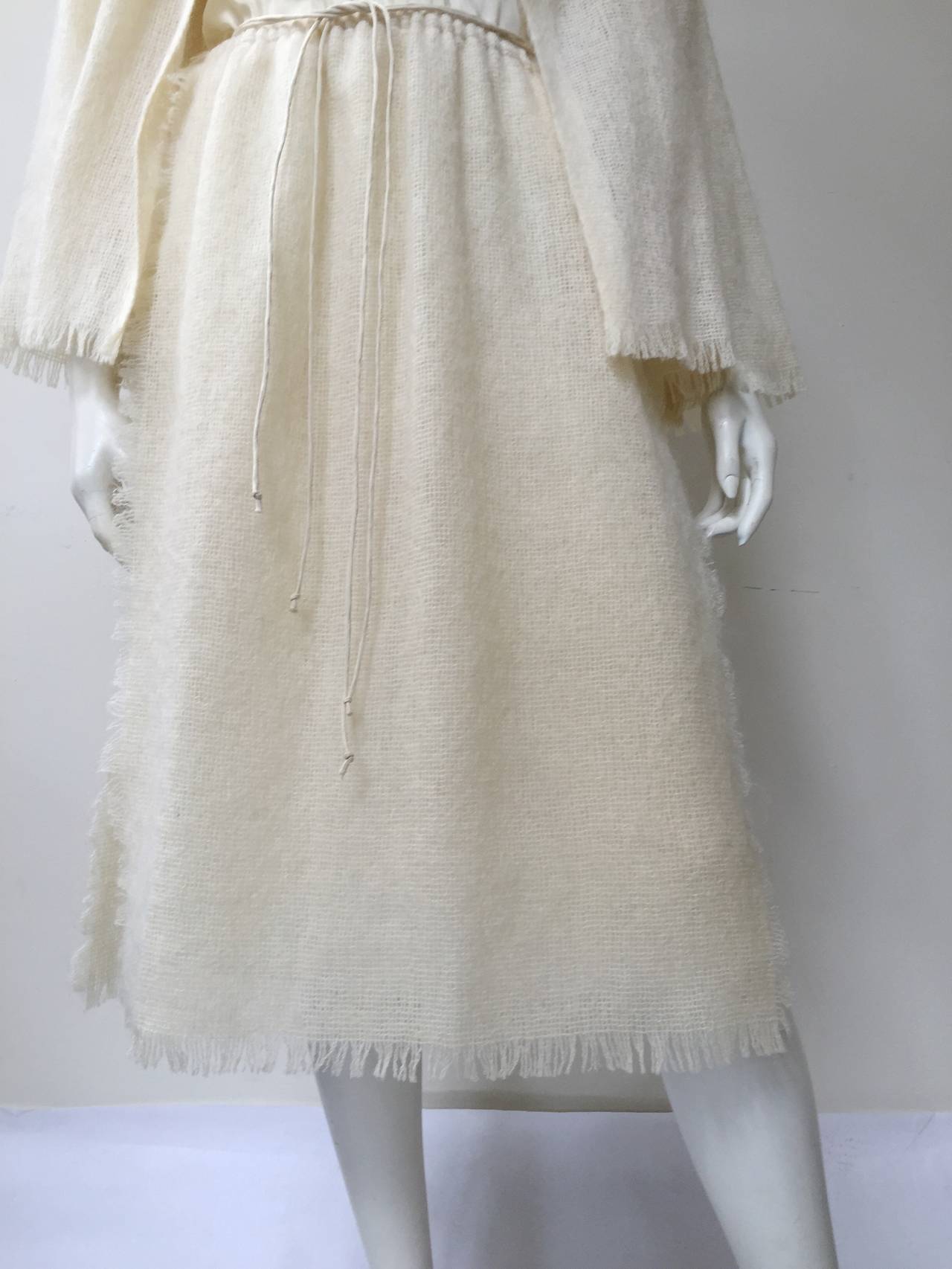 Beige Fiandaca Couturier Silk / Mohair Dress with Jacket Size 6. For Sale