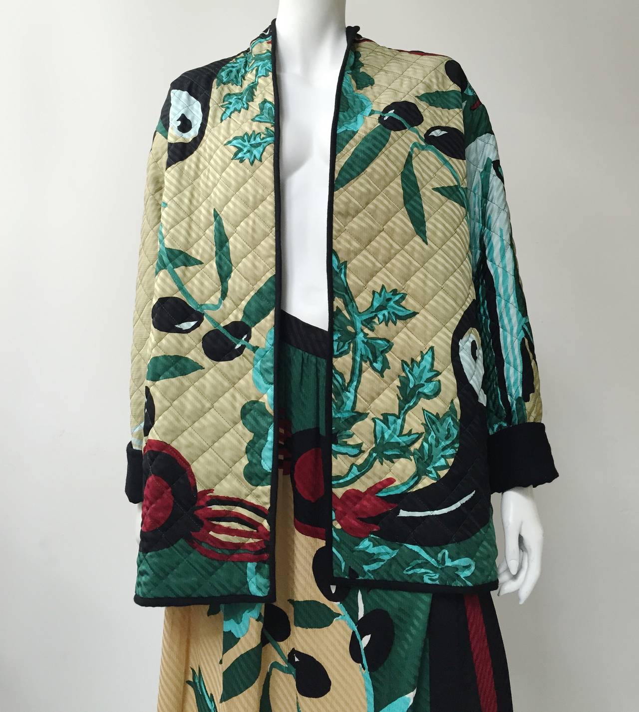 Michaele Vollbracht 80s silk quilted jacket & skirt size 6.