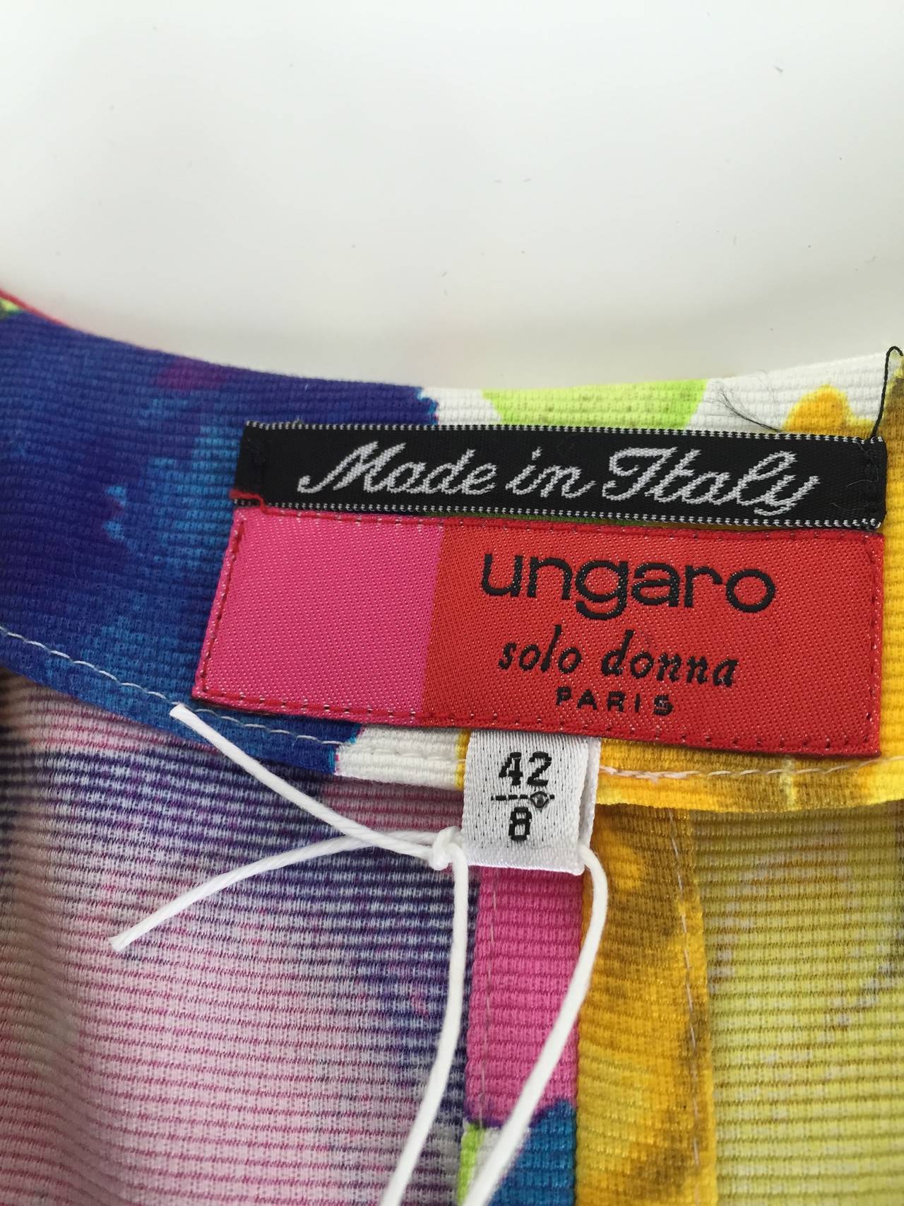 Ungaro Floral Cotton Skirt Suit Size 8. For Sale 4