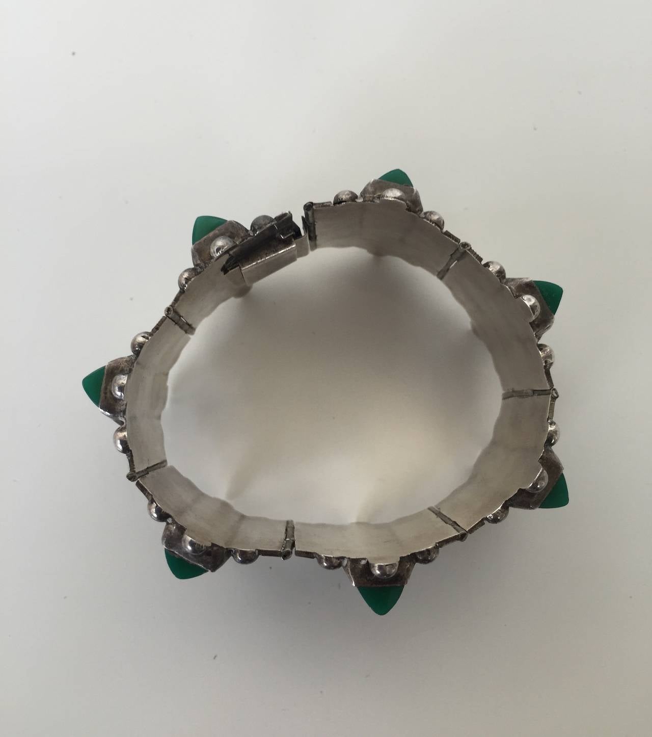 Vintage Mexican Sterling Silver Green Onyx Delicate Bracelet 18.0 Grams main image 1