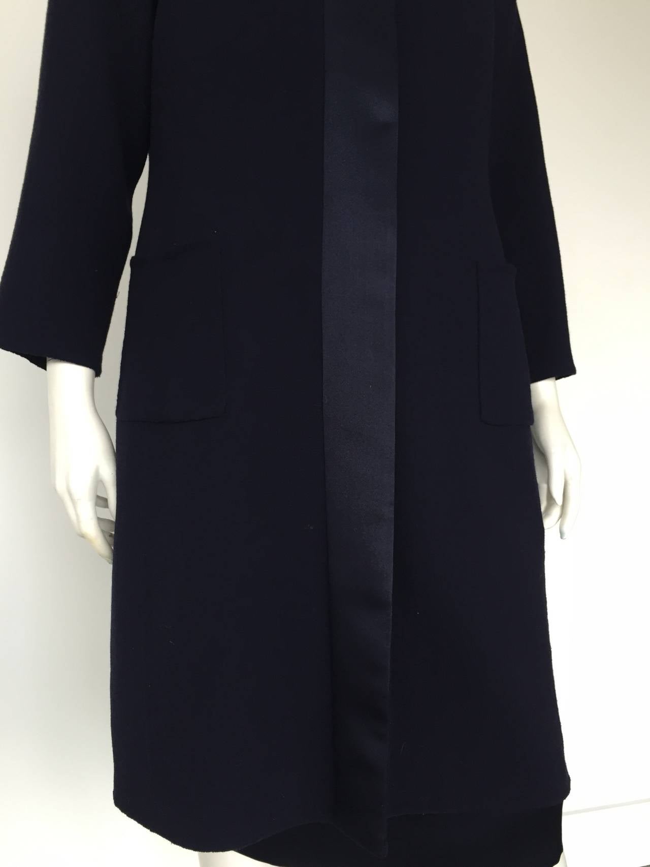 Bill Blass 70s Navy Wool 3 Piece Skirt Suit & Jacket Size Large. For Sale 1