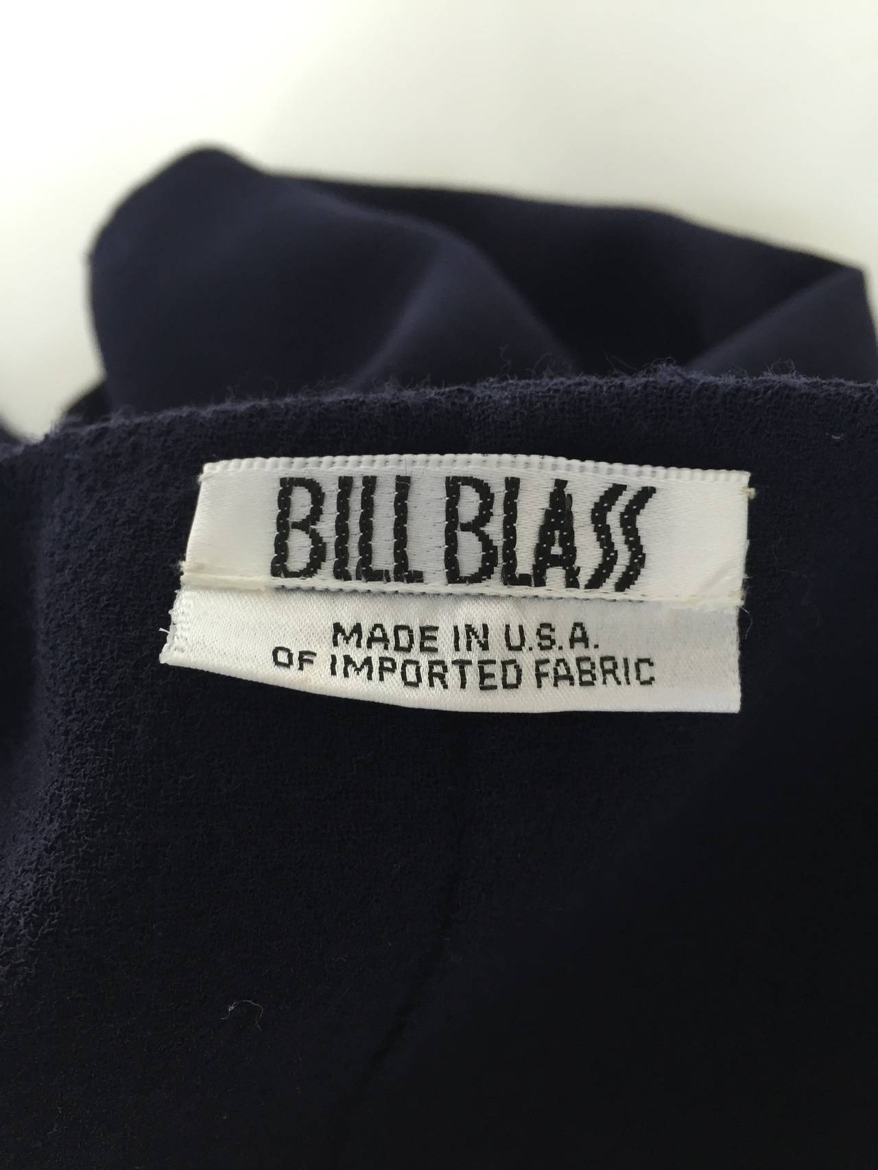 Bill Blass 70s Navy Wool 3 Piece Skirt Suit & Jacket Size Large. For Sale 3