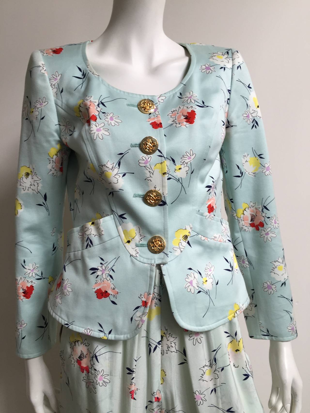 Christian Lacroix 90s flower palazzo pant suit size 6.