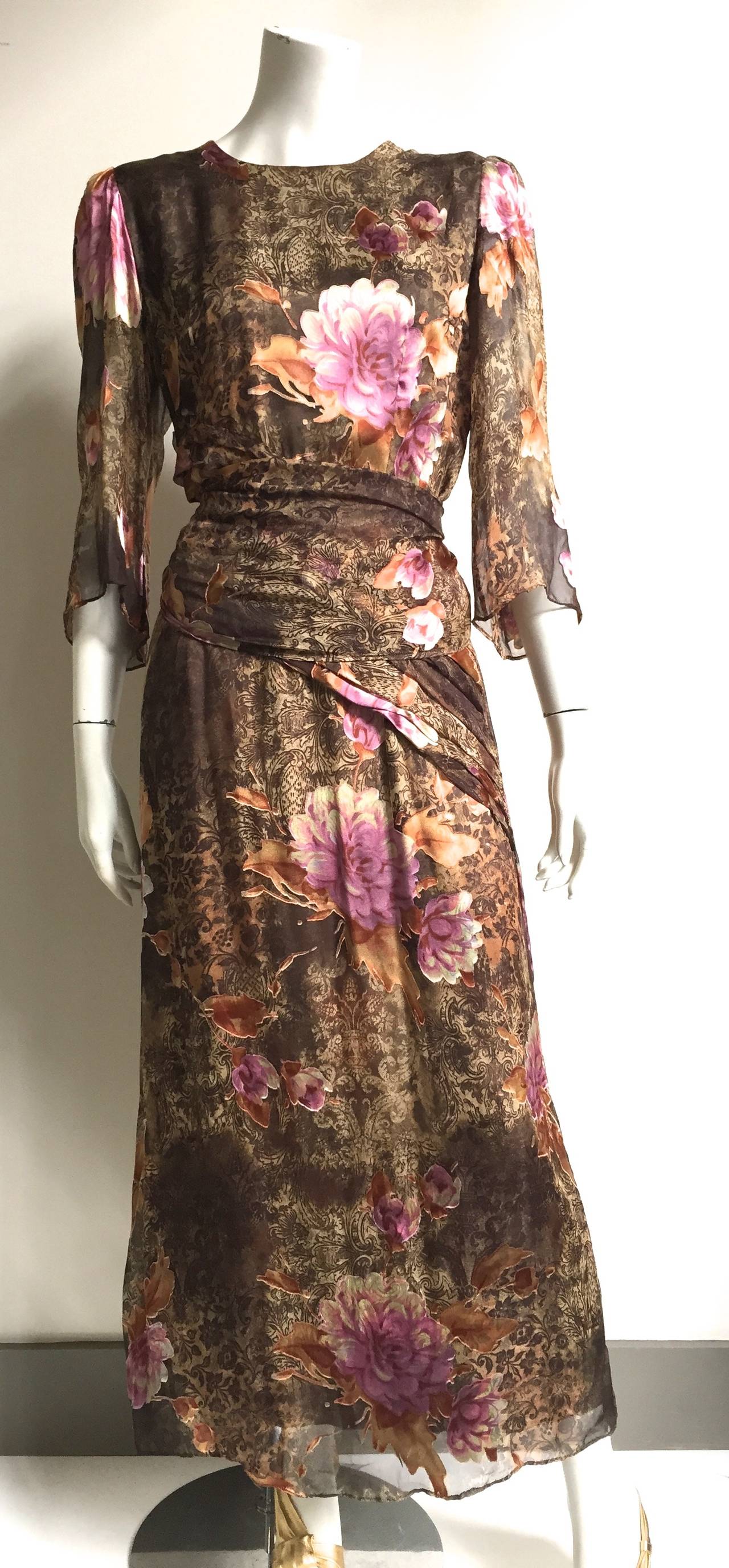 Pierre Cardin 70s silk dress with scarf size large. 5