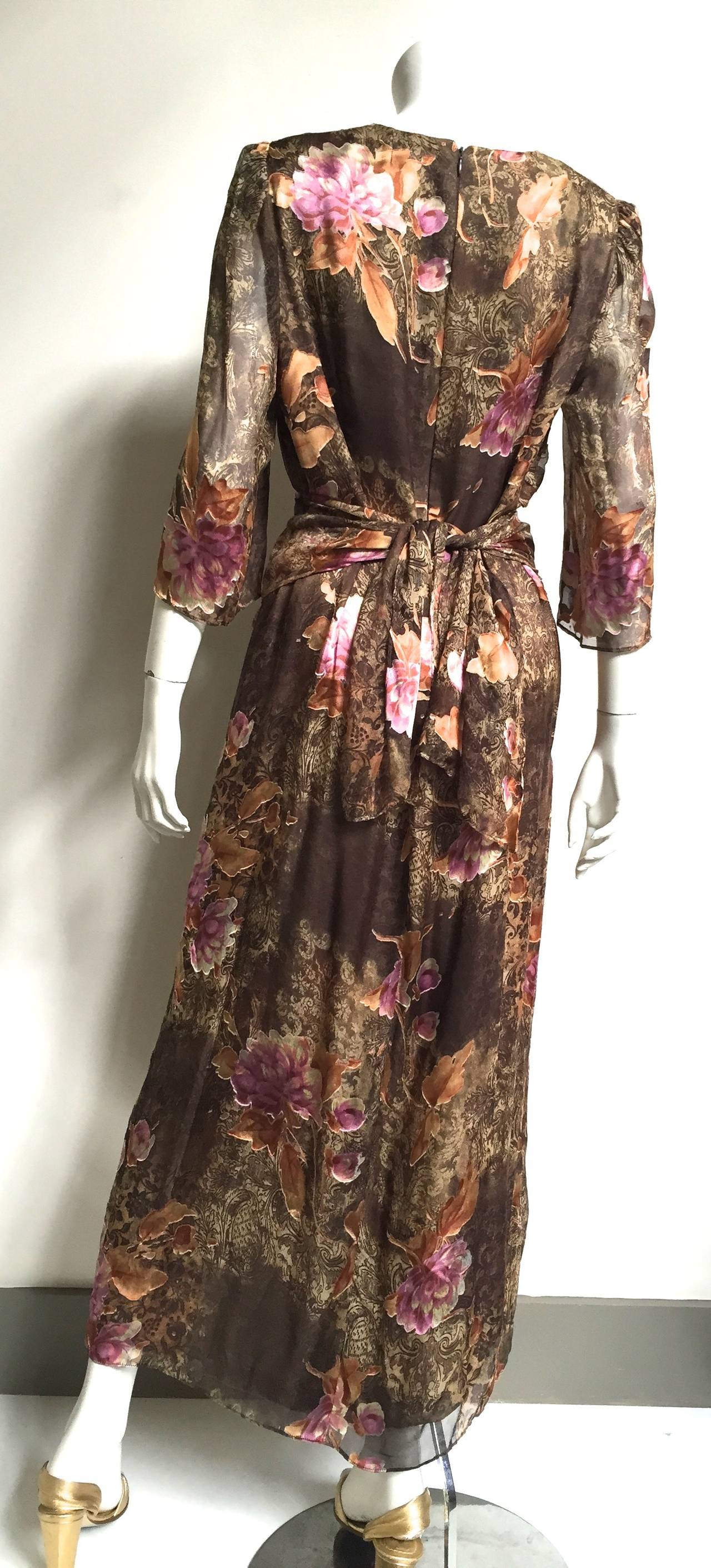 Pierre Cardin 70s silk dress with scarf size large. 1