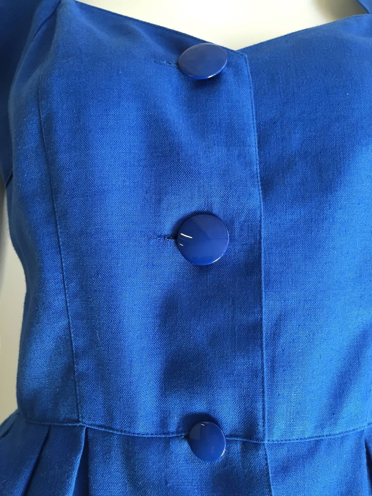 Guy Laroche Paris 1980s Blue Dress with Pockets Size 6. For Sale 1