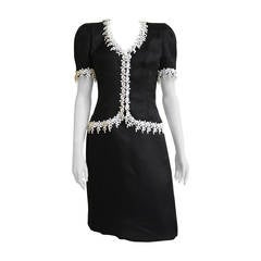 Carolina Herrera 80s Black Silk Dress Size 8.
