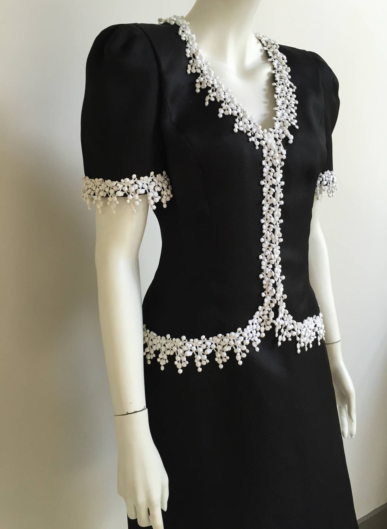 Carolina Herrera 80s Black Silk Dress Size 8. 1
