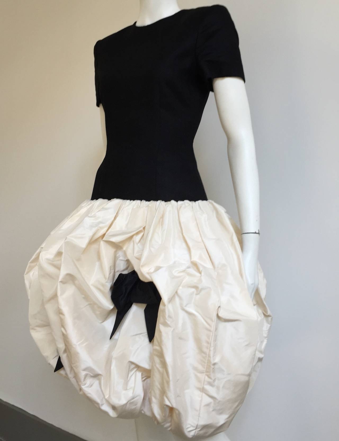 Beige Bill Blass for Neiman Marcus 1980s Evening Cocktail Pouf Dress Size 4/6. For Sale