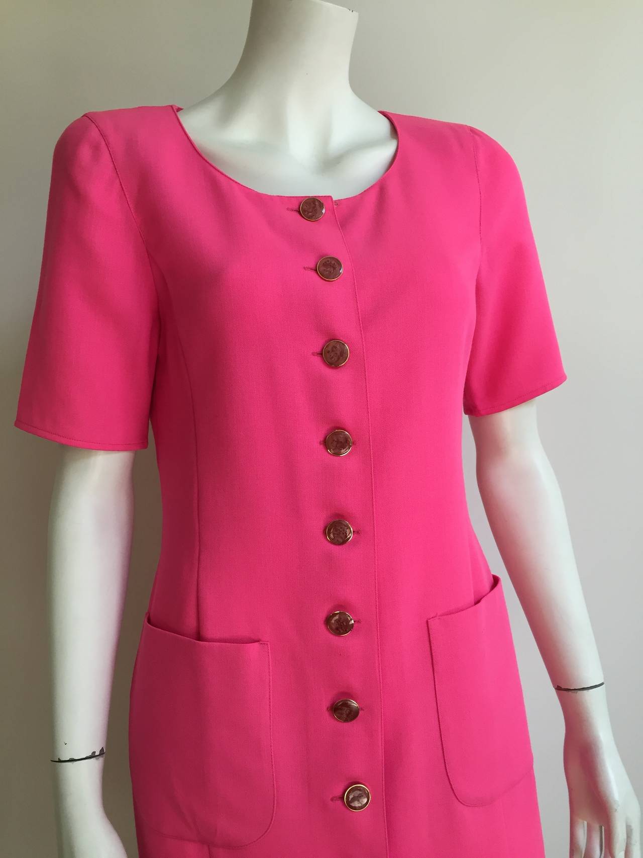 Ungaro 80s Wool Button Up Dress Size 8. In Excellent Condition For Sale In Atlanta, GA