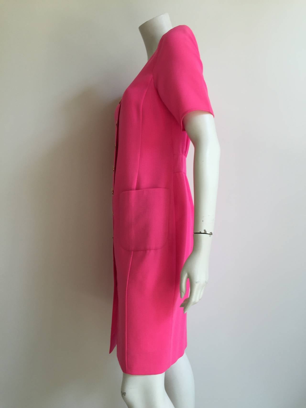 Women's Ungaro 80s Wool Button Up Dress Size 8. For Sale